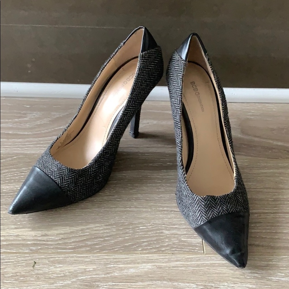 BCBGeneration Chevron Fabric w/Leather Toe Pumps